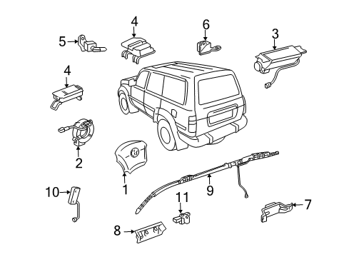 2000 Toyota Land Cruiser Sensor, Air Bag, Front RH Diagram for 89173-69045