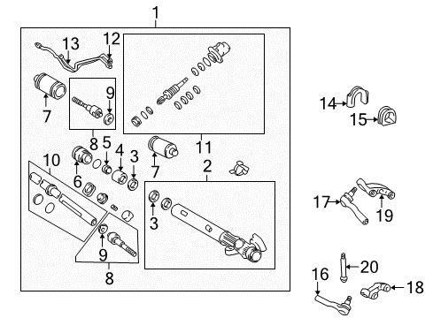 2000 Toyota Land Cruiser Steering Rack End Sub-Assembly Diagram for 45503-69015