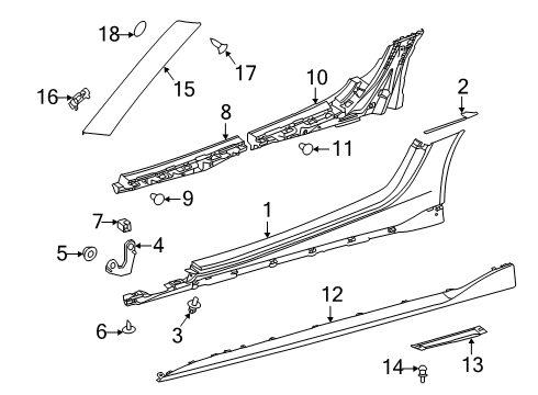 2021 Toyota GR Supra Exterior Trim - Pillars Diagram