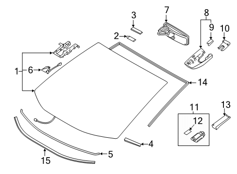 2022 Toyota RAV4 Glass - Windshield Diagram 1 - Thumbnail