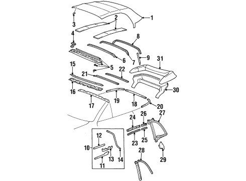 1997 Toyota Paseo Rail Assy, Tarpaulin, Rear RH Diagram for 65970-0W010