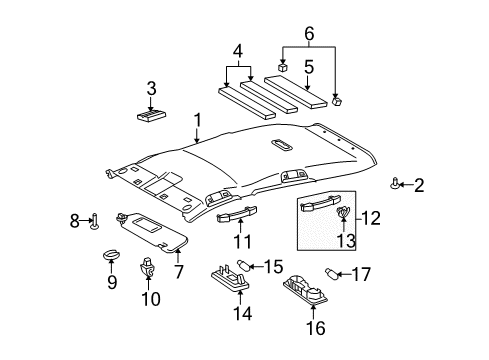 2009 Toyota Venza Interior Trim - Roof Diagram 1 - Thumbnail