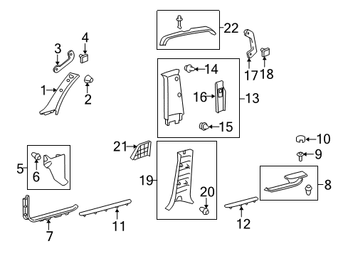 2013 Toyota Land Cruiser Interior Trim - Pillars, Rocker & Floor Diagram