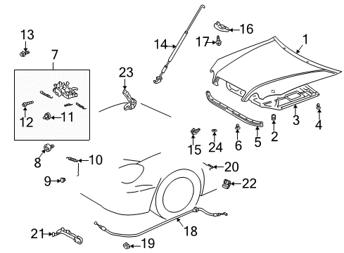 Spring, Tension(For Hood Lock) Diagram for 90080-50100