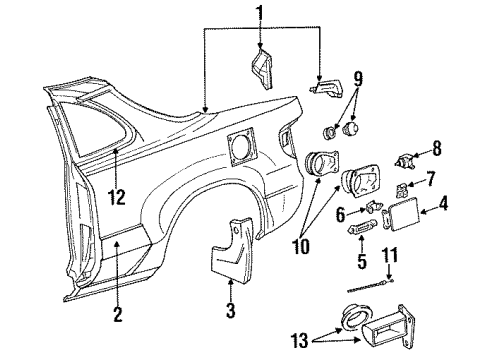 1993 Toyota Celica Quarter Panel & Components Diagram 2 - Thumbnail