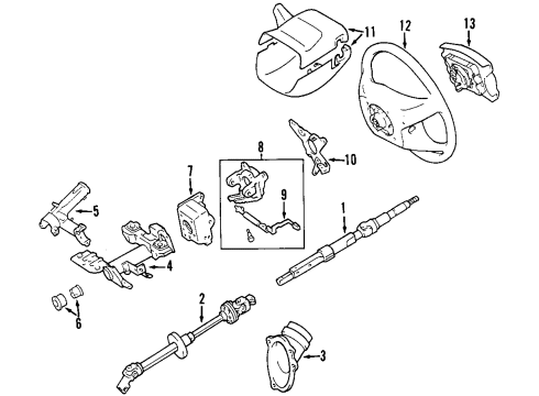 1998 Toyota Sienna Steering Column & Wheel, Steering Gear & Linkage Diagram 1 - Thumbnail