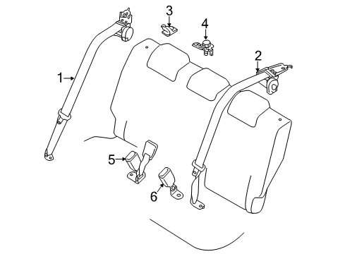 2017 Toyota Yaris iA Rear Seat Belts Diagram