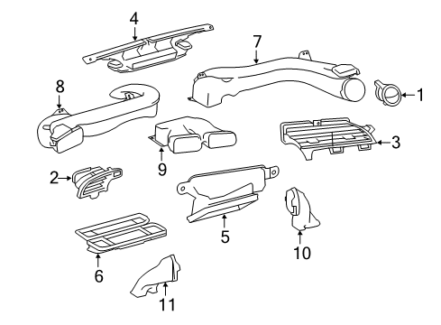 2011 Scion tC Nozzle Assy, Defroster, Lower Diagram for 55990-12080