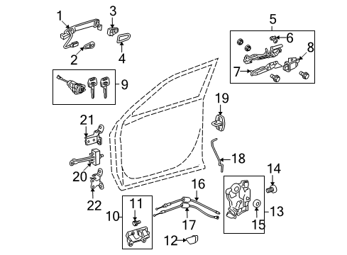 2010 Toyota Highlander Front Door - Lock & Hardware Diagram 3 - Thumbnail