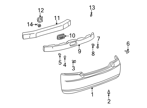 2003 Toyota Prius Arm Sub-Assy, Rear Bumper, RH Diagram for 52181-47020