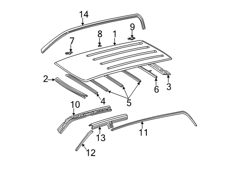 2004 Toyota Sequoia Panel, Roof Diagram for 63111-0C030