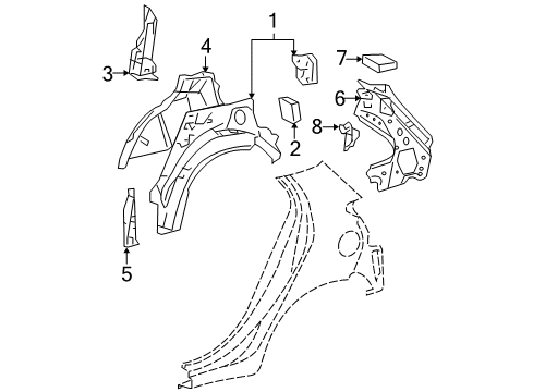 2010 Toyota Yaris Inner Structure - Quarter Panel Diagram 2 - Thumbnail