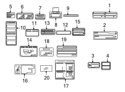 2007 Toyota Matrix Info Label, Rear Diagram for 85254-12010