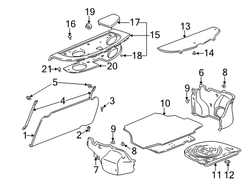 2005 Toyota Echo Mat, Luggage Compartment Floor Diagram for 64711-52010-C0