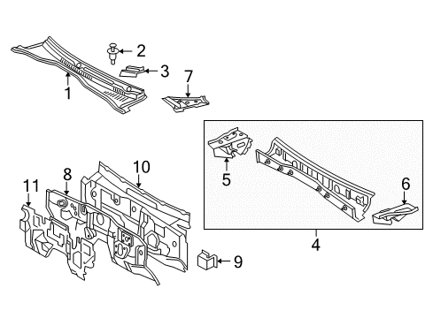 2010 Toyota Tacoma Cab Cowl Diagram