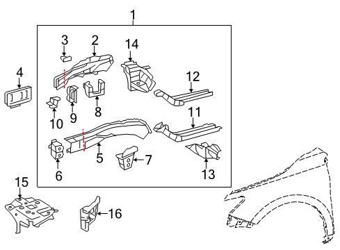 2016 Toyota Camry Support, Battery Car Diagram for 53771-06090