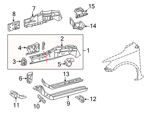 2010 Toyota Corolla Member Sub-Assy, Front Side, Inner RH Diagram for 57111-12903