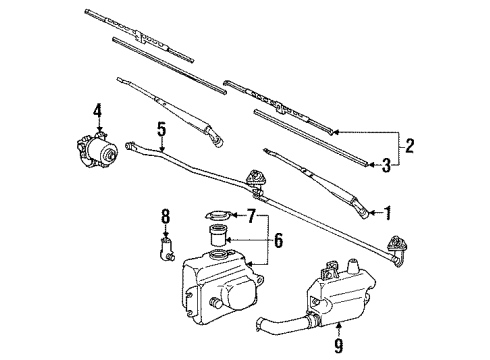 1991 Toyota Land Cruiser Cap, WIPER Arm Head Diagram for 85261-90K02