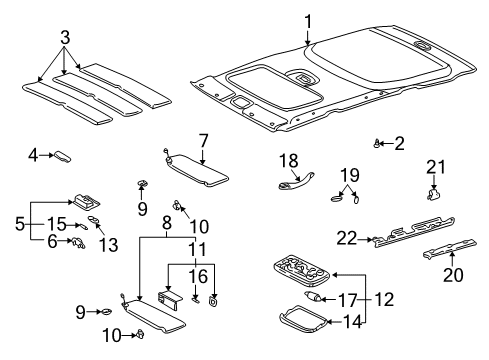 2002 Toyota Highlander Interior Trim - Roof Diagram 1 - Thumbnail