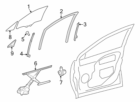 2023 Toyota Corolla Cross Glass - Front Door Diagram