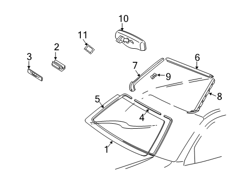 2006 Toyota Highlander Clip, Windshield Outside Moulding Diagram for 75545-48010