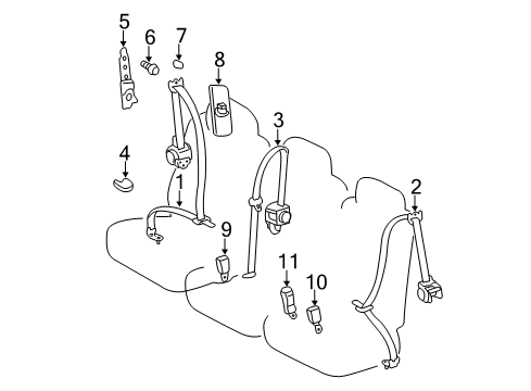 2011 Toyota Sienna Second Row Seat Belts Diagram 3 - Thumbnail