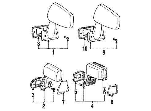 1988 Toyota Pickup Outside Mirrors Diagram