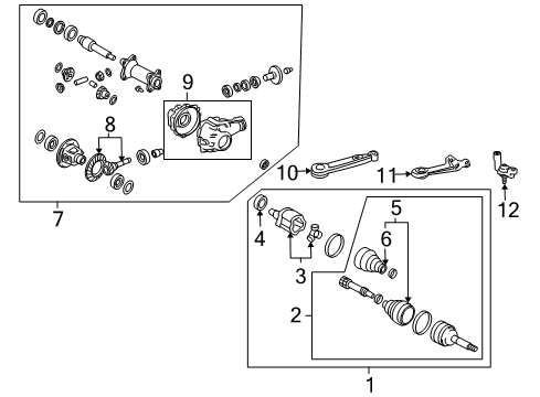 2010 Toyota FJ Cruiser Carrier & Front Axles Diagram