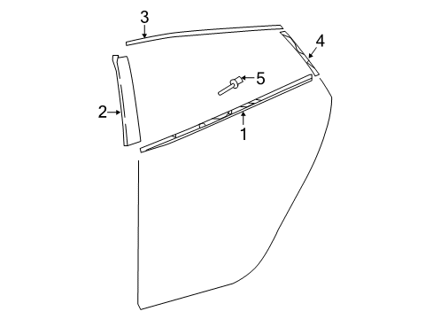 2019 Toyota Prius MOULDING, Rear Door Window Frame Diagram for 75765-47010