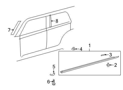 2009 Scion xB Rocker Molding, Light Blue, Passenger Side Diagram for 75851-12120-J2