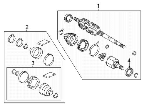 2019 Toyota Mirai Drive Axles - Front Diagram