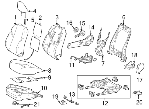 2023 Toyota Prius Passenger Seat Components Diagram