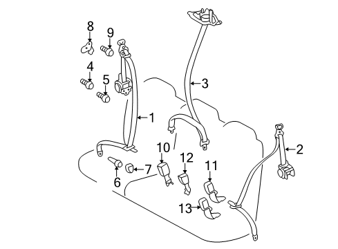 2015 Toyota Sienna Third Row Seat Belts Diagram