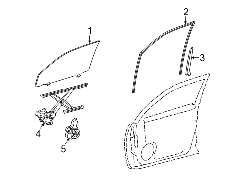 2010 Toyota 4Runner Front Door - Glass & Hardware Diagram