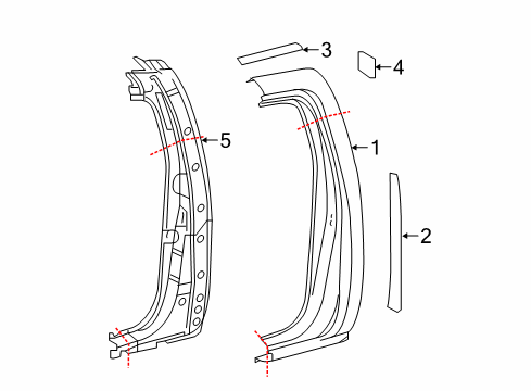 2016 Toyota Tacoma Lock Pillar, Passenger Side Diagram for 61501-04906