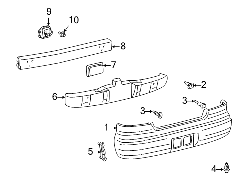 2000 Toyota Corolla Reinforcement, Rear Bumper Diagram for 52171-02020