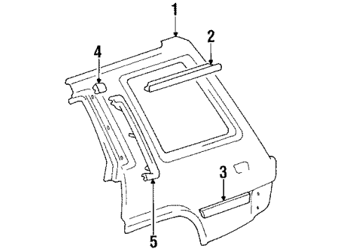 1987 Toyota Tercel Quarter Panel & Components, Exterior Trim - Body & Hardware Diagram 2 - Thumbnail