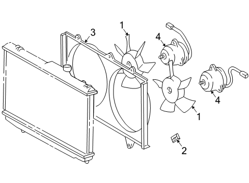 2000 Toyota Corolla Cooling System, Radiator, Water Pump, Cooling Fan Diagram 1 - Thumbnail