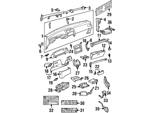 1996 Toyota T100 Cover, Stereo Opening Diagram for 55521-37030