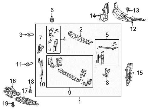 2017 Toyota Camry Support, Radiator, Upper Diagram for 53216-06130