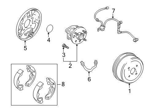 2000 Toyota Corolla Brake Components, Brakes Diagram 2 - Thumbnail