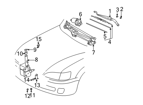 2003 Toyota Camry Wiper & Washer Components Diagram 1 - Thumbnail