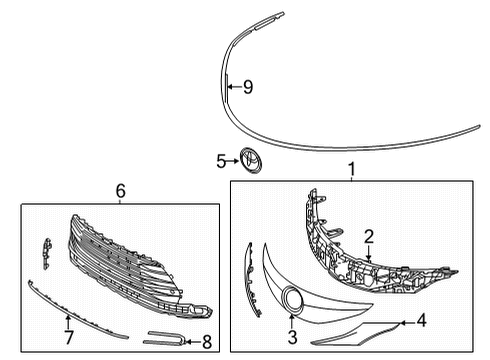 2021 Toyota Sienna Grille Sub-Assembly, Rad Diagram for 53102-08070