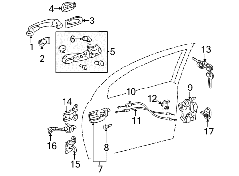 2005 Toyota Corolla Door & Components Diagram