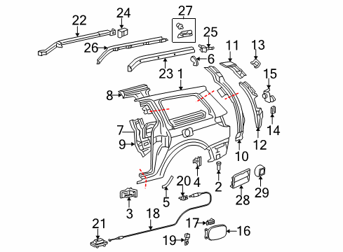 2007 Toyota Sienna Retainer, Back Door Side Stopper, LH Diagram for 61777-AE010