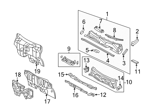 2010 Toyota RAV4 LOUVER Sub-Assembly, Cow Diagram for 55708-0R011