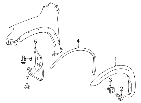 2012 Toyota RAV4 Exterior Trim - Fender Diagram