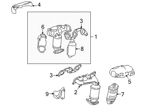 2008 Toyota Solara Right Exhaust Manifold Sub-Assembly Diagram for 17140-20050