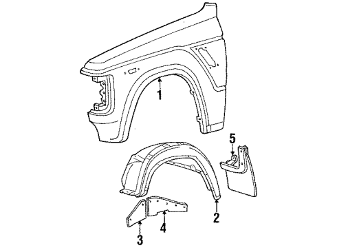 1984 Toyota Land Cruiser Fender & Components, Exterior Trim, Body Diagram