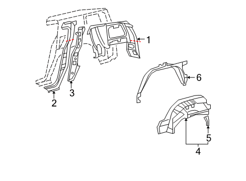 2013 Toyota FJ Cruiser Reinforcement Sub-Assembly Diagram for 61605-35041